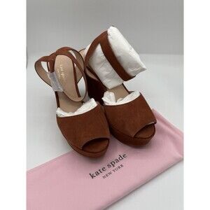 Kate Spade New York Key Lime suede wedge sandals Tawny Brown Women’s 8.5 NWB!